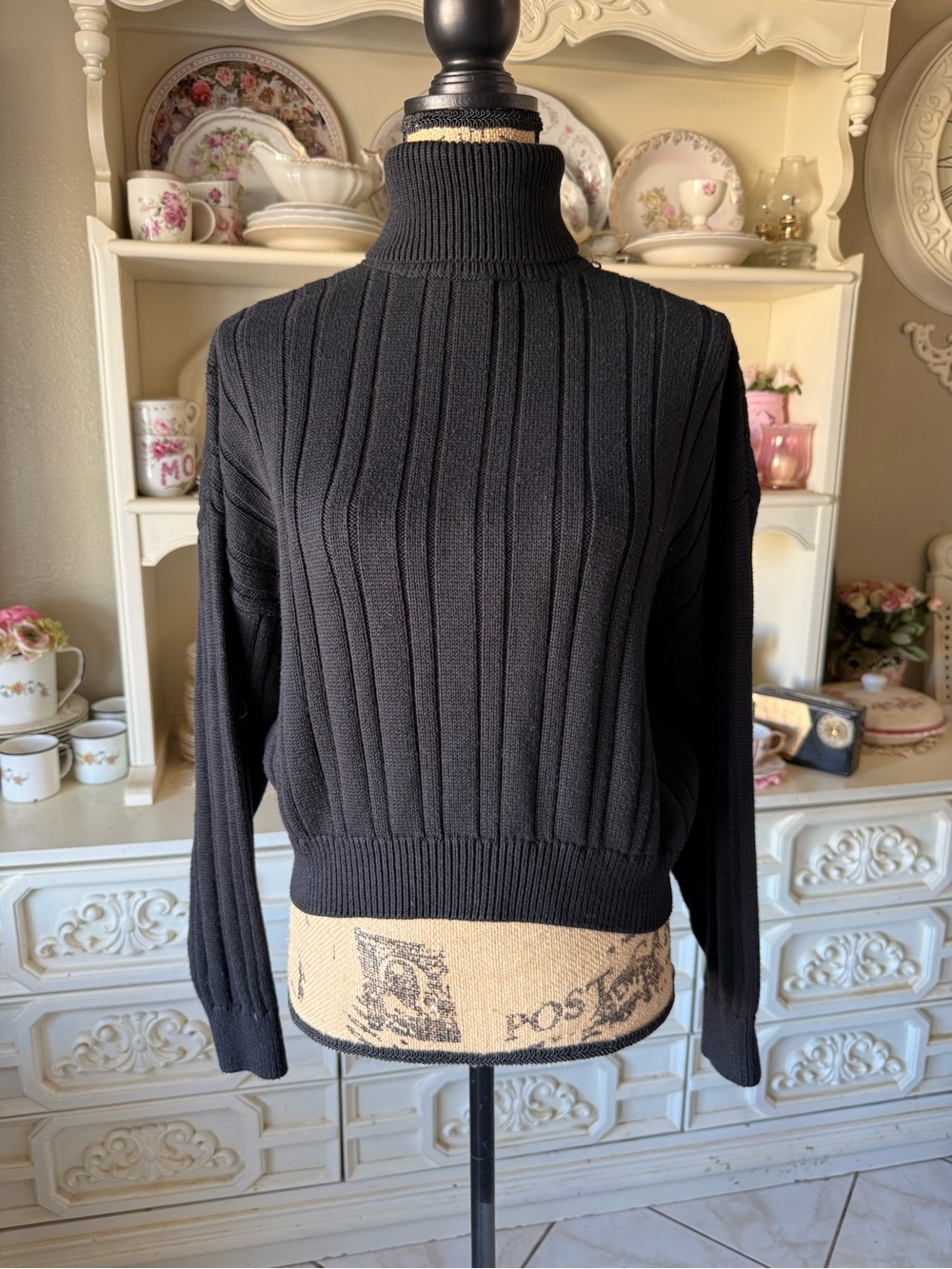 Brandy Melville Black Ribbed Turtleneck Sweater One Size